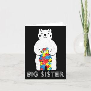 Carte Big Soeur Ours Sensibilisation sur l'autisme Amour