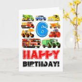 Carte Big Trucks 6e anniversaire (Fleur jaune)