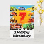 Carte Big Trucks 7e fête d'anniversaire (Fleur jaune)