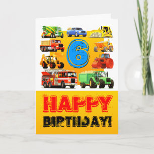 Carte Big Trucks Boy 6 anniversaire