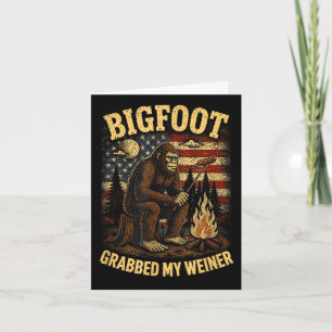 Carte Bigfoot a attrapé la saucisse blague drôle de sasq