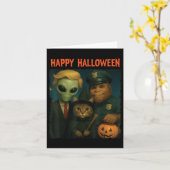 Carte Bigfoot Alien Chat Funny Halloween Trick Treat Doo (Fleur jaune)