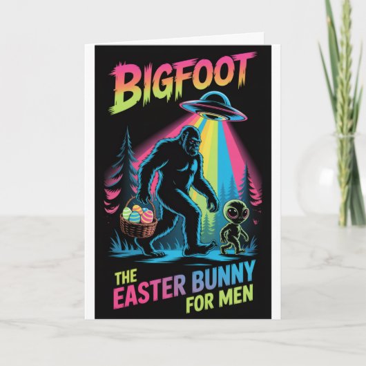 Carte Bigfoot Alien Easter Bunny Card Funny Cryptid  (Devant)