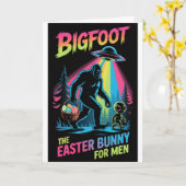 Carte Bigfoot Alien Easter Bunny Card Funny Cryptid  (Fleur jaune)