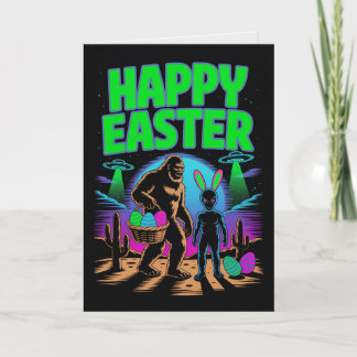 Carte Bigfoot Alien Easter Card