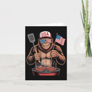 Carte Bigfoot Bbq 4 juillet Funny Patriotic Sasquatatch