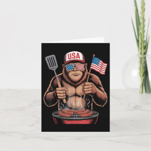Carte Bigfoot Bbq 4 juillet Funny Patriotic Sasquatatch