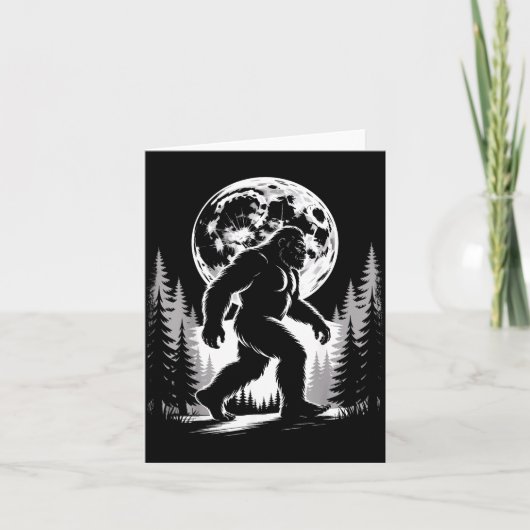 Carte Bigfoot Clair de Lune Sasquatch Forêt Cryptide Ext (Devant)