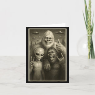 Carte Bigfoot Drôle, Alien, & Yéti Sasquatch Rock On