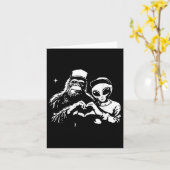 Carte Bigfoot et Alien Heart Hands Funny Valentines Big (Fleur jaune)