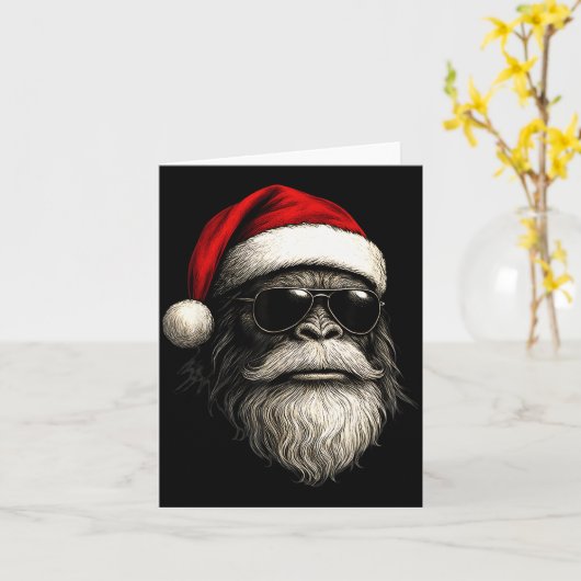 Carte Bigfoot Face Sungles Santa Christmas Funny Xmas Sa (Fleur jaune)