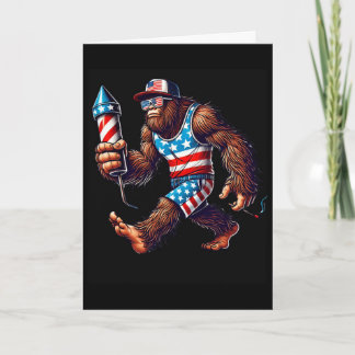 Carte Bigfoot Feux d'artifice 4 juillet Hommes Sasquatch