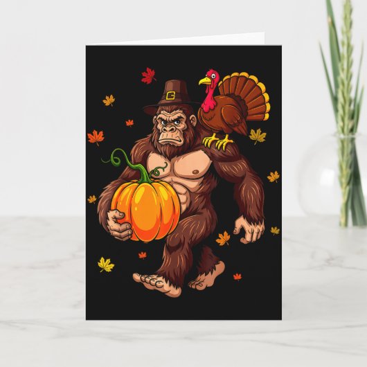 Carte Bigfoot Lgrim Turkey Pumpkin Thanksgiving Day Boys (Devant)