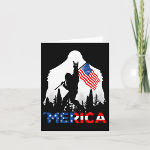 Carte Bigfoot Merica Rock Drapeau Américain Usa Patrioti