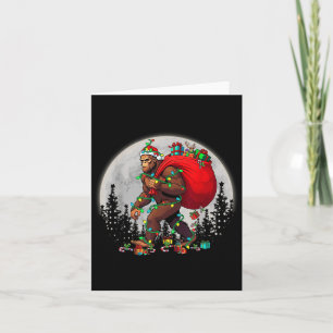 Carte Bigfoot Père Noël Feux d'arbre de Noël Funky Noël