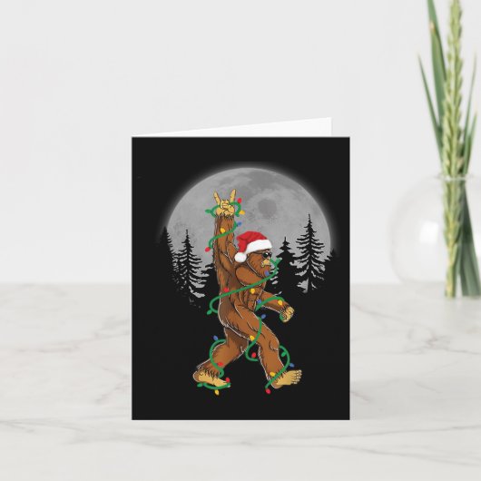 Carte Bigfoot Père Noël Feux d'arbre de Noël Funky Noël  (Devant)