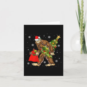 Carte Bigfoot portant Noël Arbre Sasquatch Croyant