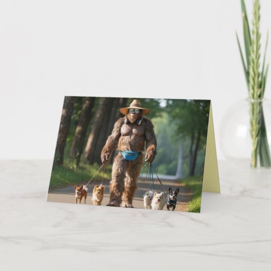 Carte Bigfoot promène le chien (Devant)