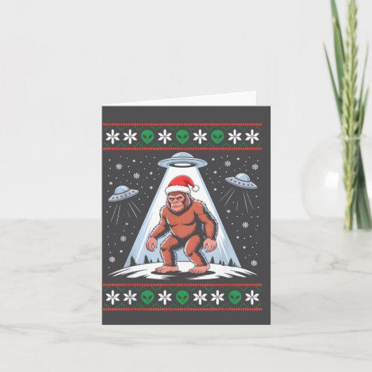 Carte Bigfoot Santa Ufo Alien Funny Ugly Christmas Sweat (Devant)
