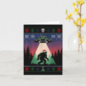 Carte Bigfoot Santa Ufo Alien Funny Ugly Christmas Sweat (Fleur jaune)