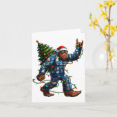 Carte Bigfoot Sasquatch Christmas Tree Santa Hat Lights (Fleur jaune)