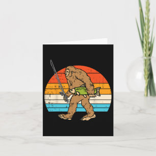 Carte Bigfoot Sasquatch Pêche Retro Pêcheur Hommes Femme