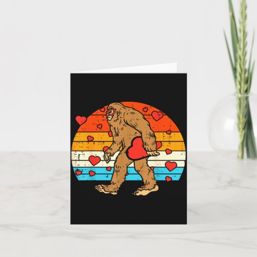 Carte Bigfoot Sasquatch Retro Heart Funny Valentines Day (Devant)