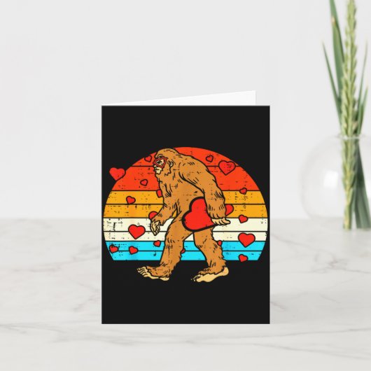 Carte Bigfoot Sasquatch Retro Heart Funny Valentines Day (Devant)