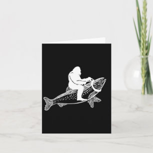 Carte Bigfoot Sasquatch Voler Pêche Truite Pêcheur Vint