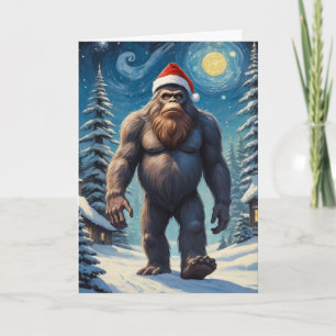 Carte Bigfoot Starry Night Christmas Texte personnalisé