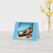 Carte Bigfoot sur la plage (Fleur jaune)