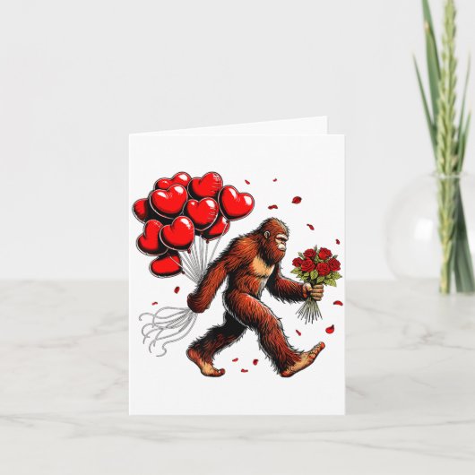 Carte Bigfoot Valentines Day Funny Sasquatch Hearts Love (Devant)