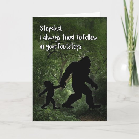 Carte Bigfoot with Child Father's Day for Stepdad (Devant)