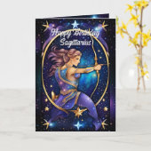 Carte Bijou personnalisé Galaxie Zodiac Sagittaire (Fleur jaune)