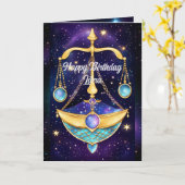 Carte Bijou Personnalisé Galaxie Zodiaque Balance (Fleur jaune)