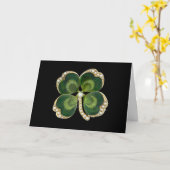 Carte Bijou Shamrock Gold Saint Patrick avec perles (Fleur jaune)