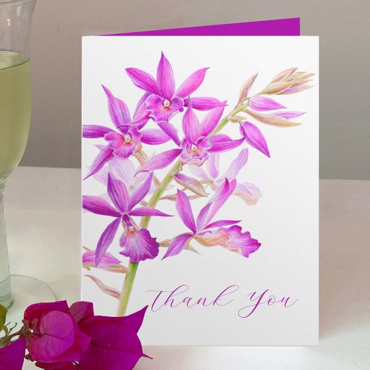 Carte bijou violet orchidée aquarelle mariage merci