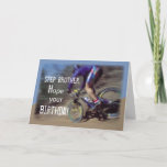 Carte Bike Birthday<br><div class="desc">A guy rides presque a mountain bike downhill. A great Birthday card in blue,  brown and white colors for a Step Brother who likes sports and nature.</div>