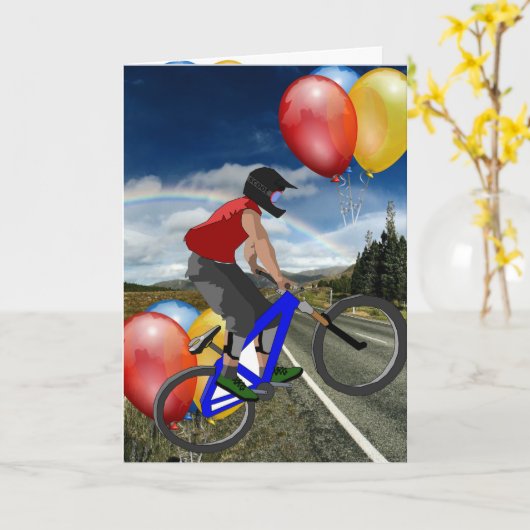 Carte Bike Sport Joyeux Anniversaire Famille Amis Destin (Fleur jaune)
