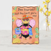 Carte Bikini Bee Whimsy Honey Bee Joyeux anniversaire (Fleur jaune)