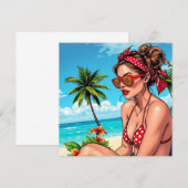 Carte Bikini rouge, lunettes de soleil et femme de Banda (Devant / Derrière)