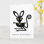 Carte BILBY à main - Animal australien - Joyeux annivers (Fleur jaune)