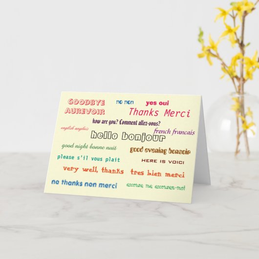 carte bilingue Français Anglais (Fleur jaune)