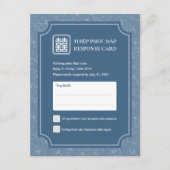 Carte Bilingue Vietnamien Bleu Chanson Hy Wedding RSVP (Devant)