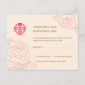 Carte Bilingue Vietnamienne Peony Chanson Hy Wedding RSV (Devant)