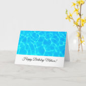 Carte Billard bleu clair eau photo Anniversaire (Fleur jaune)