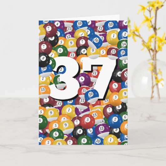 Carte Billard d'anniversaire pour 37e anniversaire (Fleur jaune)