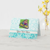 Carte Billards turquoises de damassé (Fleur jaune)