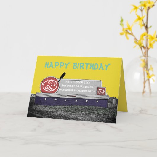 CARTE BILLBOARD D'ANNIVERSAIRE PERSONNALISÉ AVEC OISEAU (Fleur jaune)