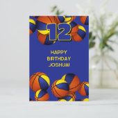 Carte billes d'or bleu heureux (Debout devant)